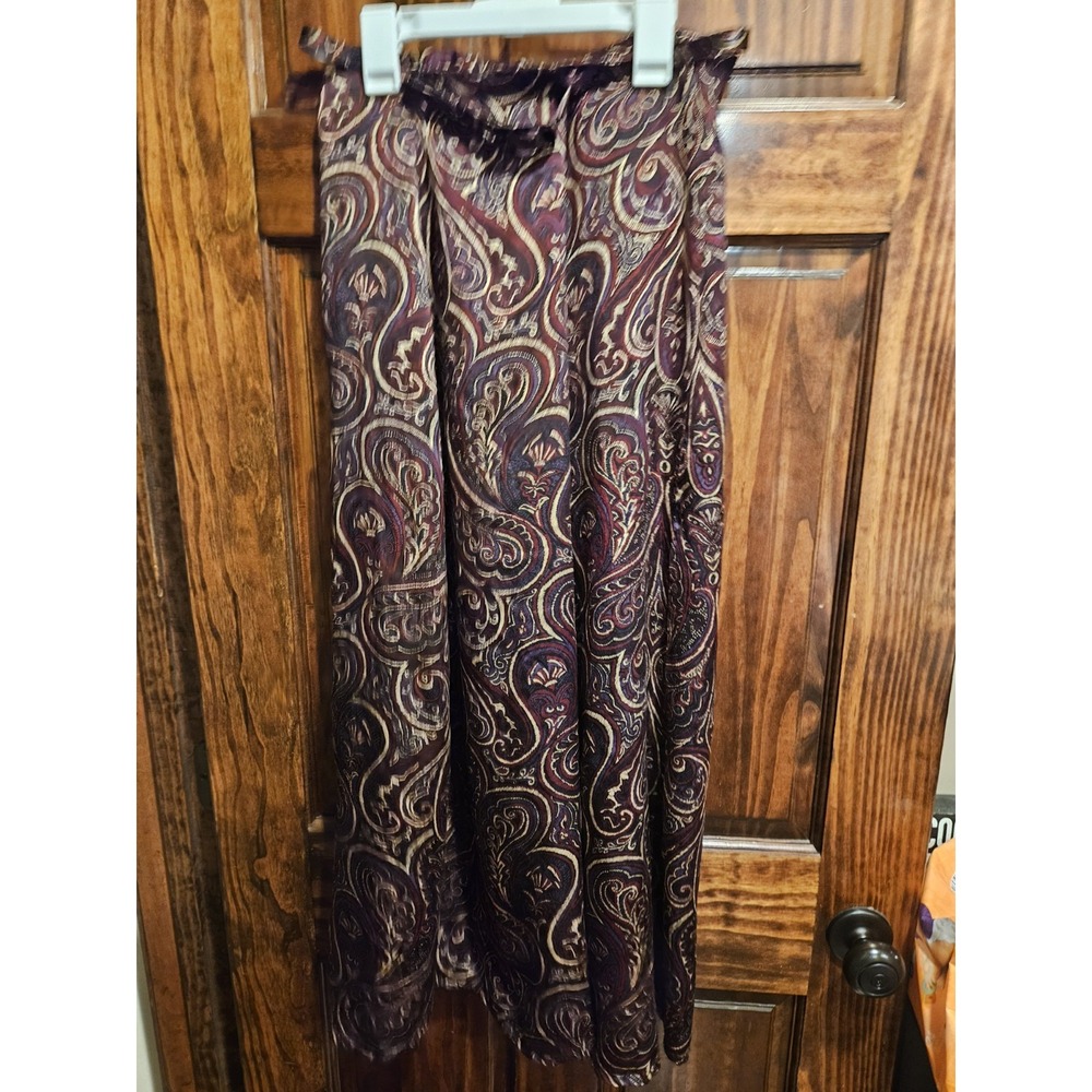 Casual Corner 100% Silk Size 12 Belted Paisley Skirt Vintage Flowy Long Midi